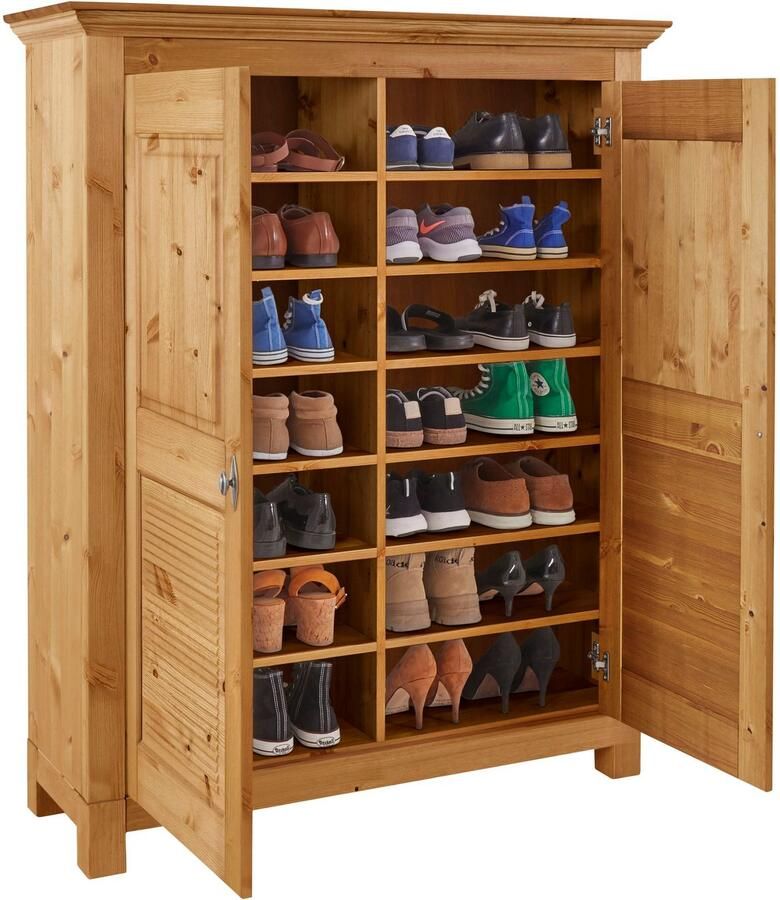 Home affaire Schoenenkast Rauna van massief grenen veel bergruimte