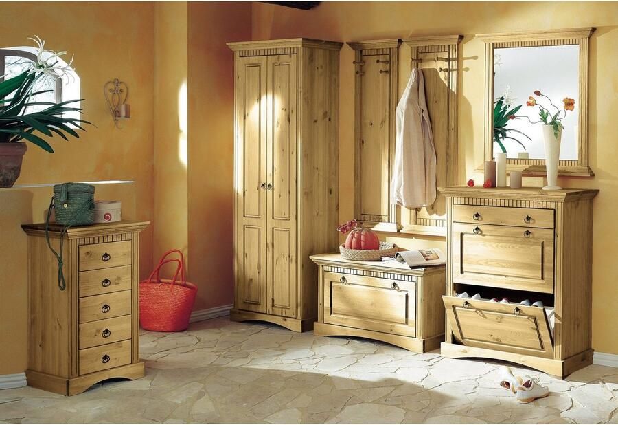 Home affaire Kapstokpaneel Rustiek (2 stuks) gemaakt van massief grenen met decoratief freeswerk