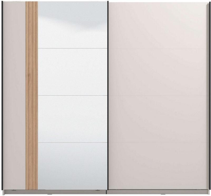 Home affaire Schuifdeurkast Belfort kledingkast met spiegel gemaakt in Europa 2 schuifdeuren 220x61x205cm fsc -gecertificeerd houtmateriaal