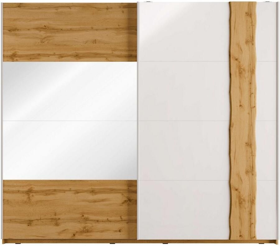 Home affaire Kledingkast Fabella met spiegel 8 legplanken en 2 kledingstangen Kledingkast met 2 schuifdeuren en spiegel BxHxD 200x218x66 5 cm