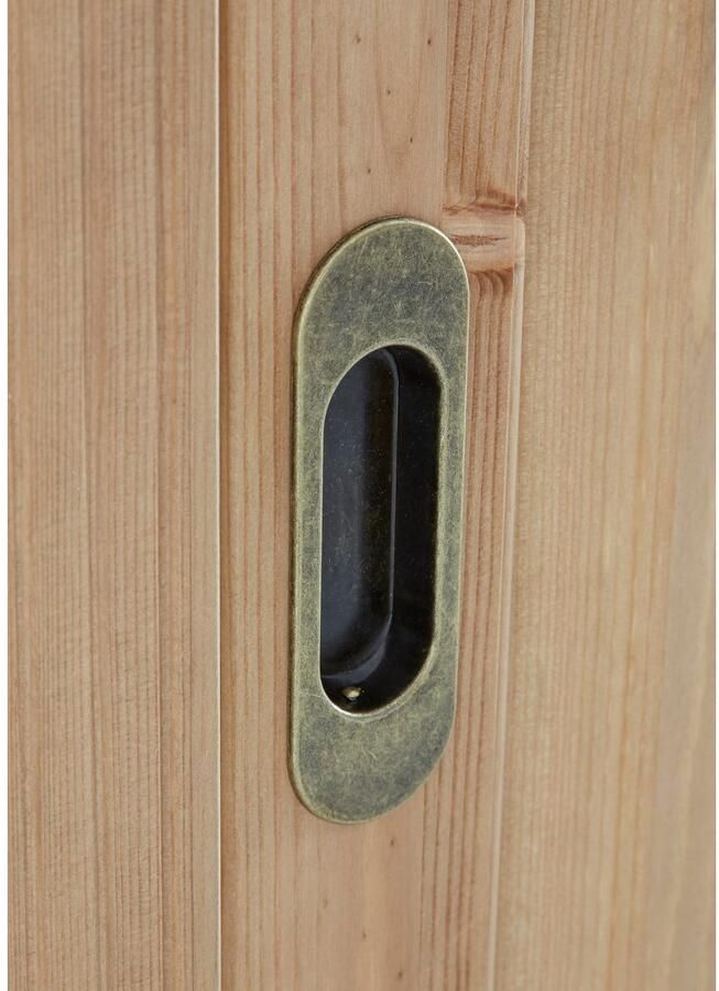 Home affaire Schuifdeurkast Konrad landelijke stijl rustiek met lades + spiegel kassettes massief dennenhout fsc -gecertificeerd messing handgrepen verschillende varianten