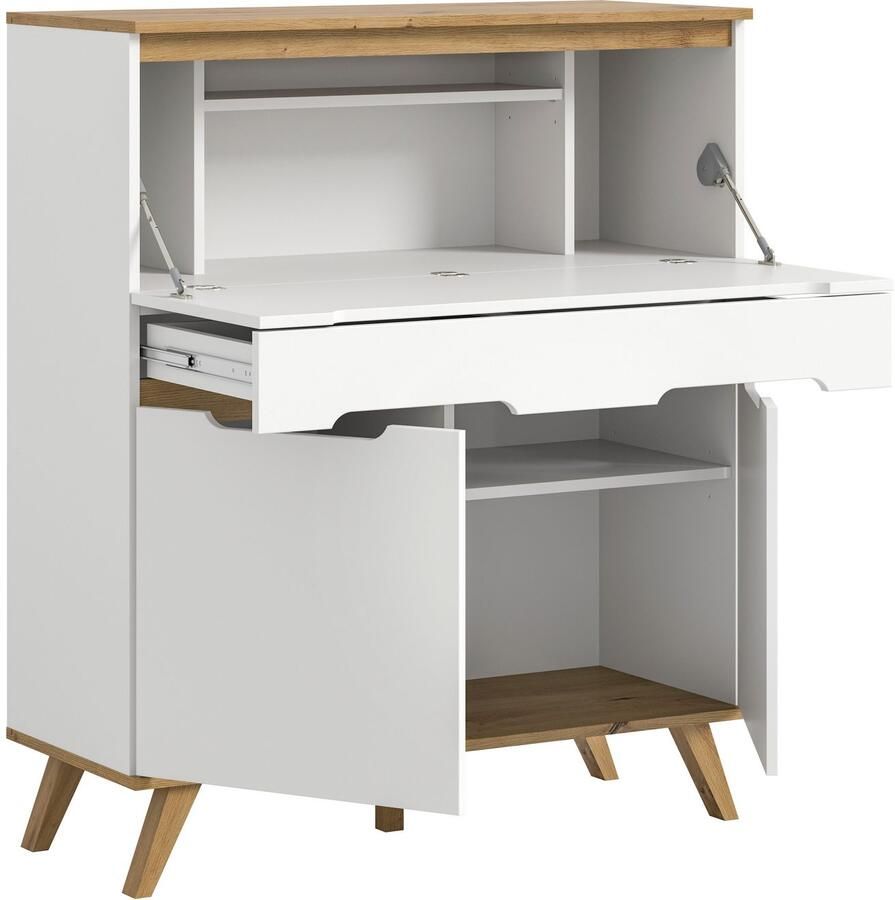 Home affaire Secretaire Alesund Hoogte 118 cm 2 Deuren 1 Lade conische voet Scandi-look