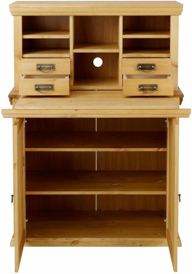 Home affaire Secretaire Konrad Bureau van massief hout met veel opbergruimte B89 x H122 cm