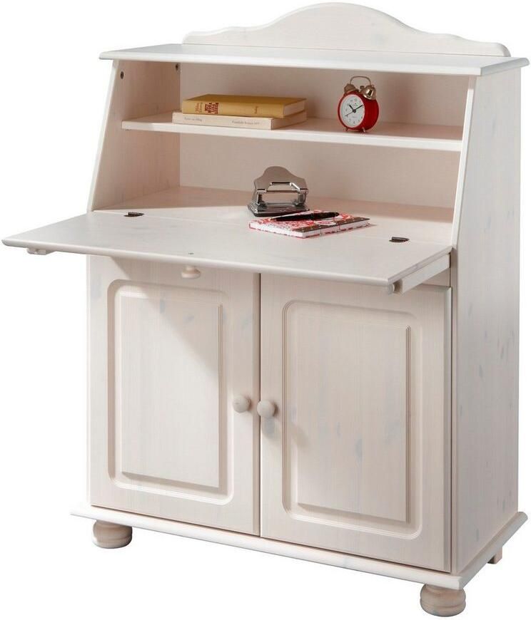 Home affaire Secretaire Mette bureau in landhuisstijl gemaakt van massief hout breedte 82 cm