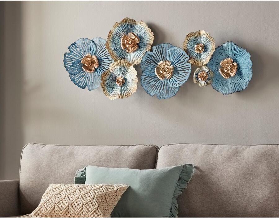 Home affaire Sierobject voor aan de wand Bloemen Wanddecoratie van metaal bestaand uit 7 bloemen