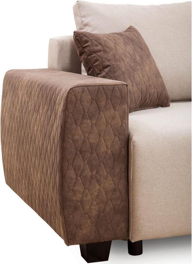 Home affaire Slaapbank Bella B: 241 cm ligvlak 142x194 cm met bedfunctie bedlade & 2 sierkussens vering