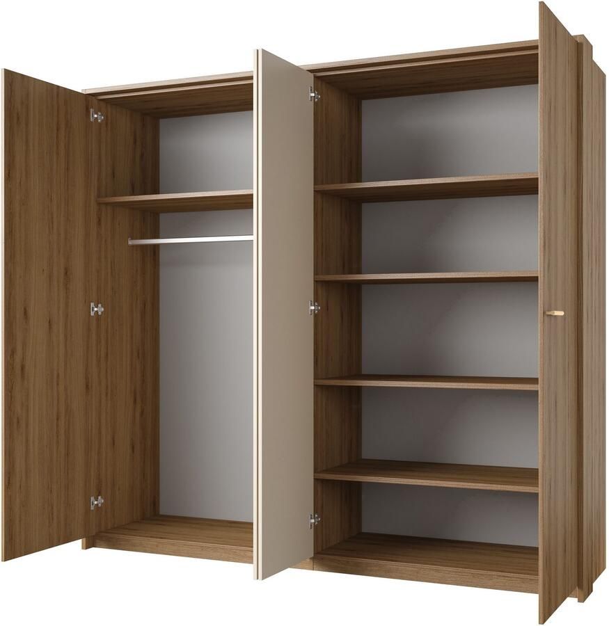 Home affaire Slaapkamerserie Bitry Set 4-St (Bed 180 cm 2xNako draaideurkast) Compleet slaapkamer veel opbergruimte voelbare structuur houtlook