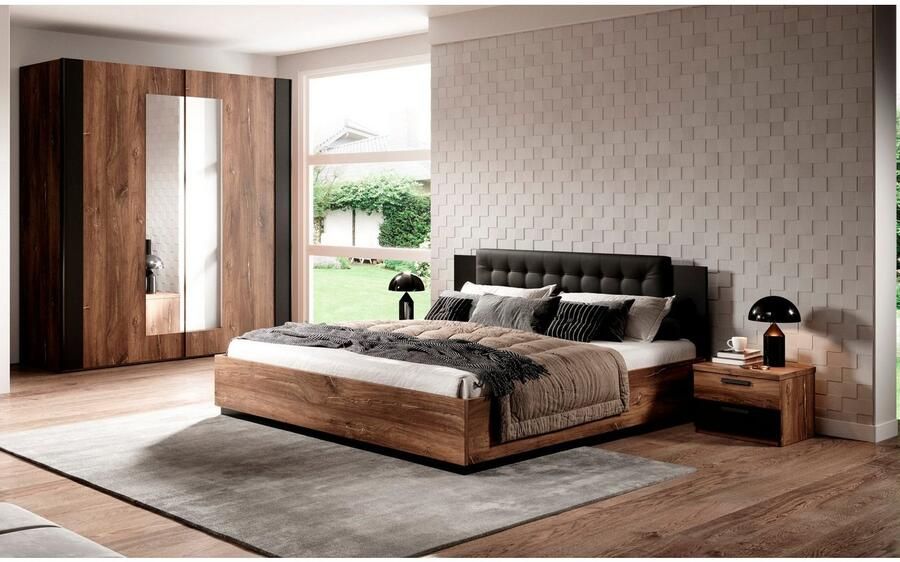 Home affaire Bedframe Sigma Tweepersoonsbed in twee breedtes met een gepolsterde hoofdeinde