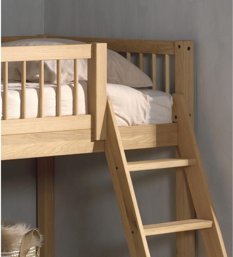 Home affaire Speelbed van geolied eikenhout lf 90x2000 cm rr ladder gordijn en valbeveiliging