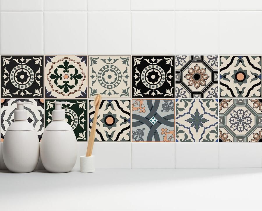 Home affaire Tegelsticker Ornamenten Stickertegels zelfklevend stickers 12-delige set (12 stuks)