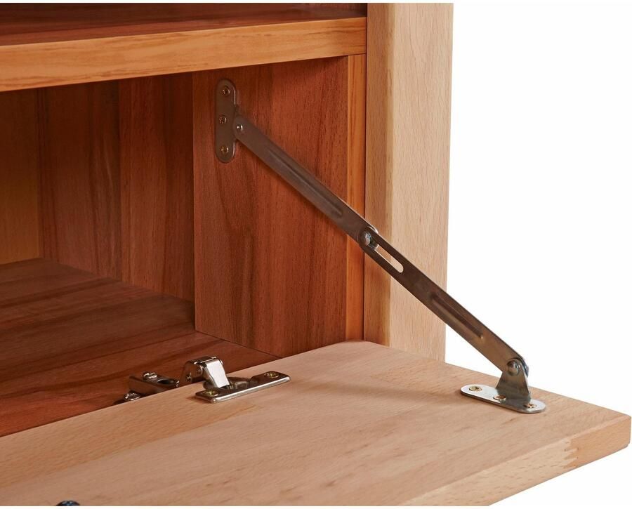 Home affaire Tv-meubel Ribe 140cm breed 38cm hoog met 2 kleppen bovenblad van massief hout