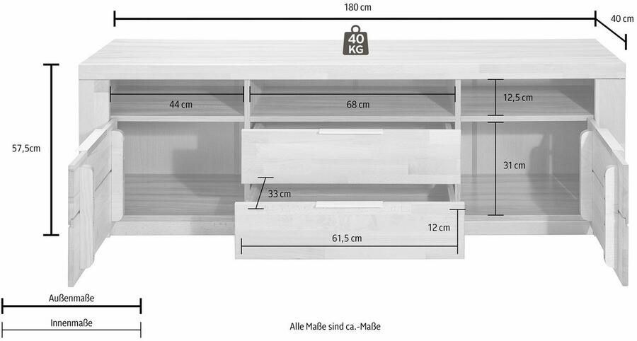 Home affaire Tv-meubel Zara Breedte 180 cm