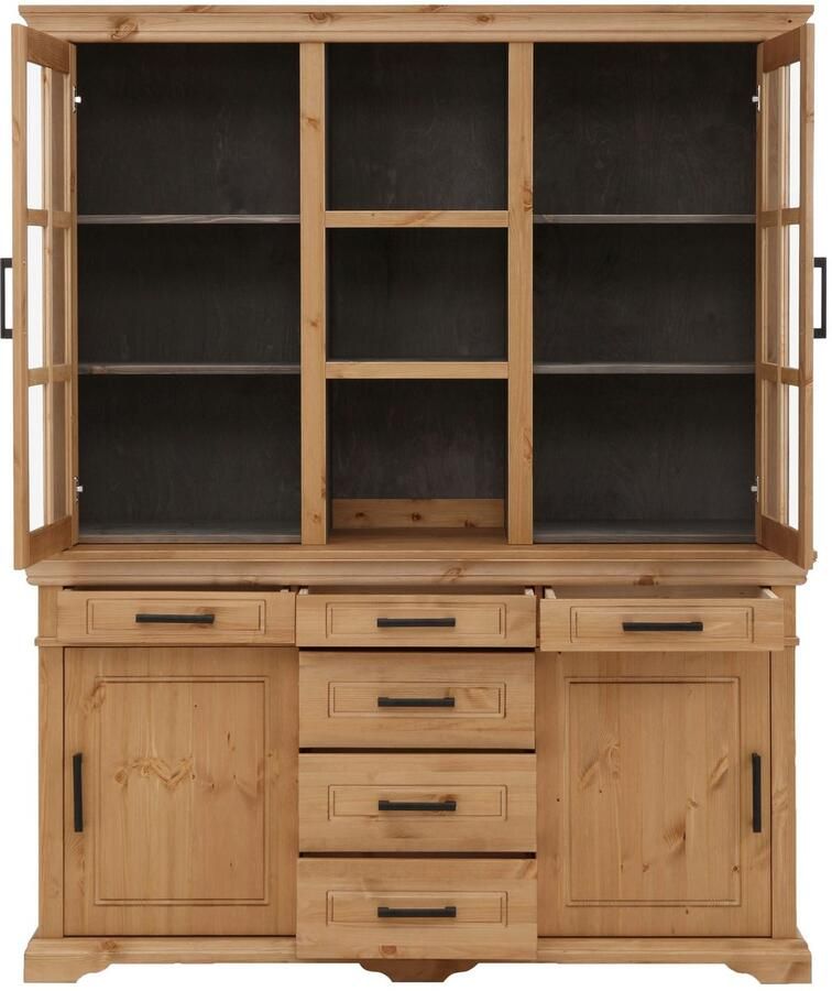 Home affaire Vitrinekast Anabel gemaakt van massief grenen met schuifdeuren breedte 156 cm
