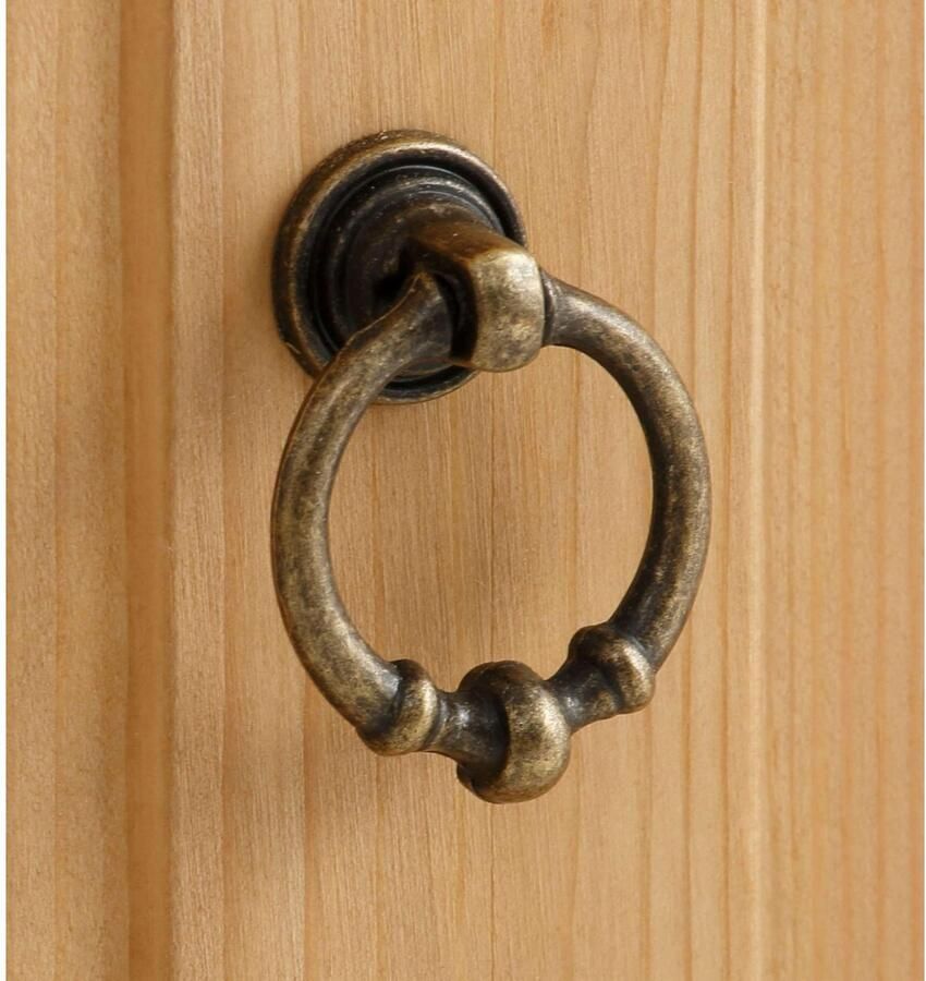 Home affaire Vitrinekast ANNA met glazen deuren hoogte 188 cm massief hout met sierfrezingen fsc