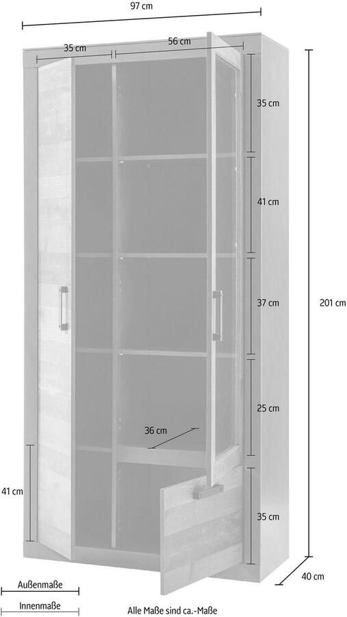 Home affaire Vitrinekast Brooklyn Hoogte ca. 200 cm
