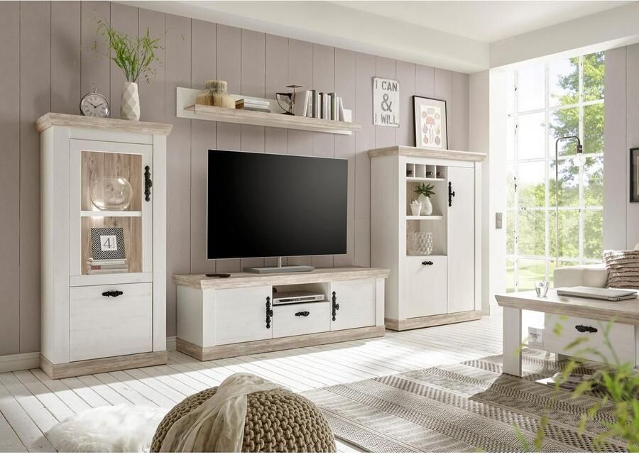 Home affaire Vitrinekast Florence in romantische landelijke look hoogte 146 cm