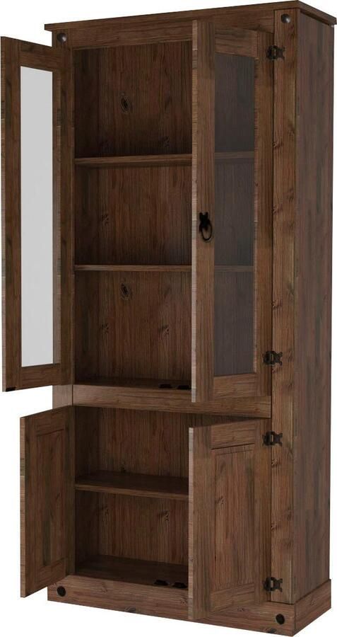 Home affaire Wandmeubel bestaande uit 1 vitrinekast 1 lowboard en 1 legplank zonder wandboard (set 3 stuks)