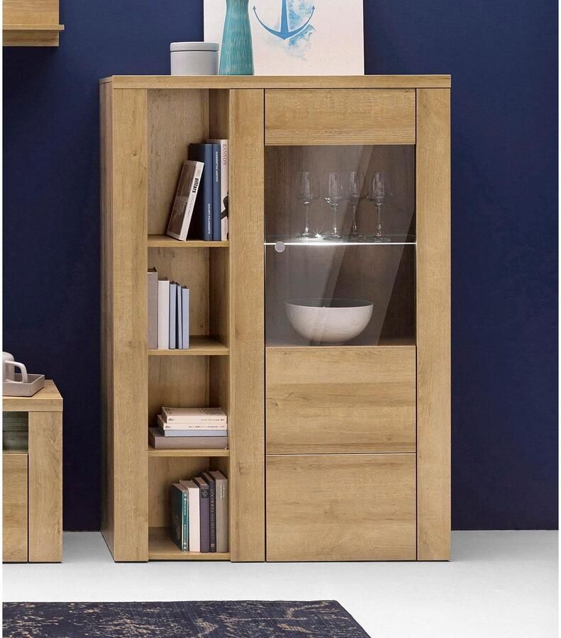 Home affaire Vitrinekast Larona tijdloze glazen vitrine hoge kast hoogte 145 cm