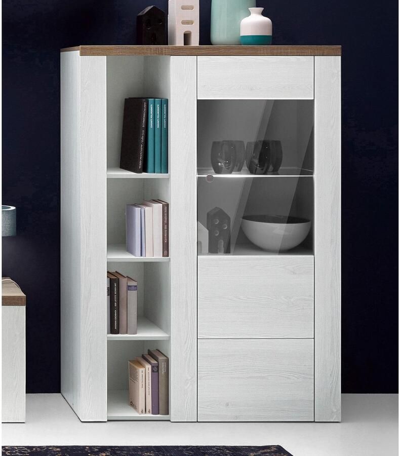 Home affaire Vitrinekast Larona tijdloze glazen vitrine hoge kast hoogte 145 cm