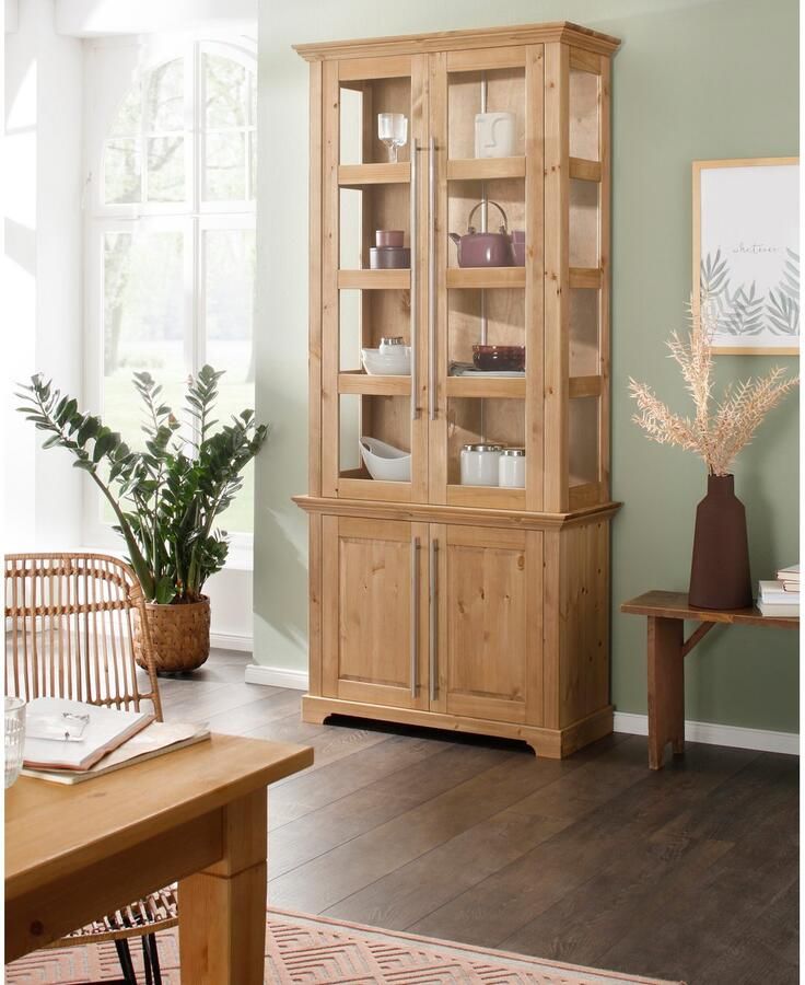 Home affaire Vitrinekast Meliss van massief grenen fsc gecertificeerd breedte 94 cm
