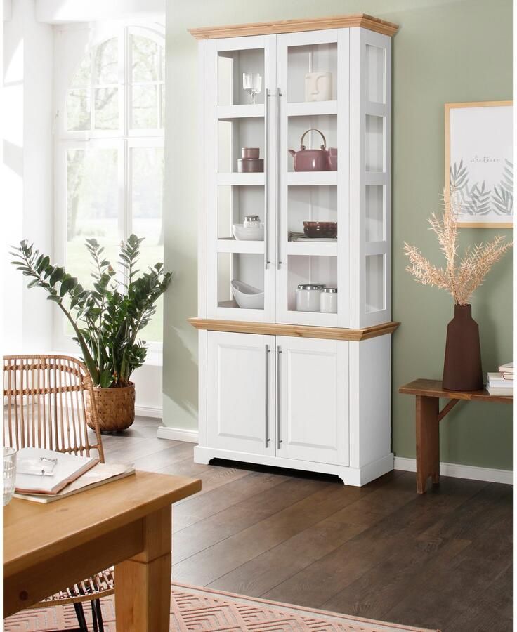 Home affaire Vitrinekast Meliss van massief grenen fsc gecertificeerd breedte 94 cm