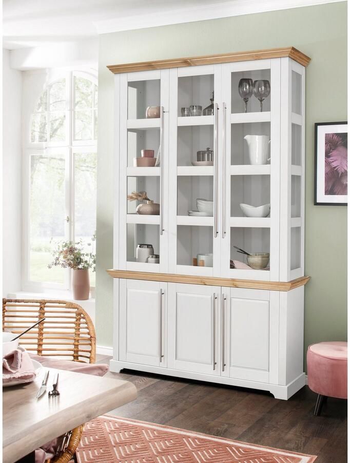 Home affaire Vitrinekast Meliss van massieve dennen fsc breedte 132 cm