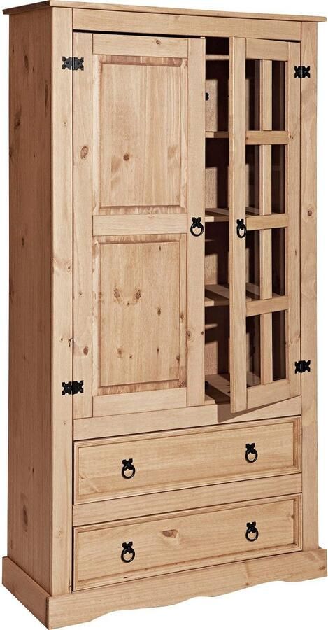 Home affaire Vitrinekast met zichtbaar nervenpatroon en zwart beslag