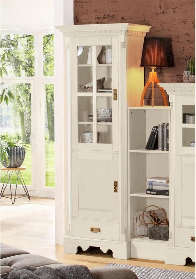 Home affaire Vitrinekast Milan Hoogte 199 cm massief hout FSC -gecertificeerd