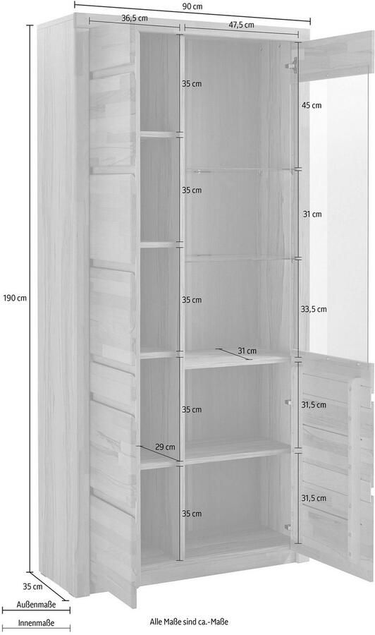 Home affaire Vitrinekast Silkeborg Hoogte 190 cm