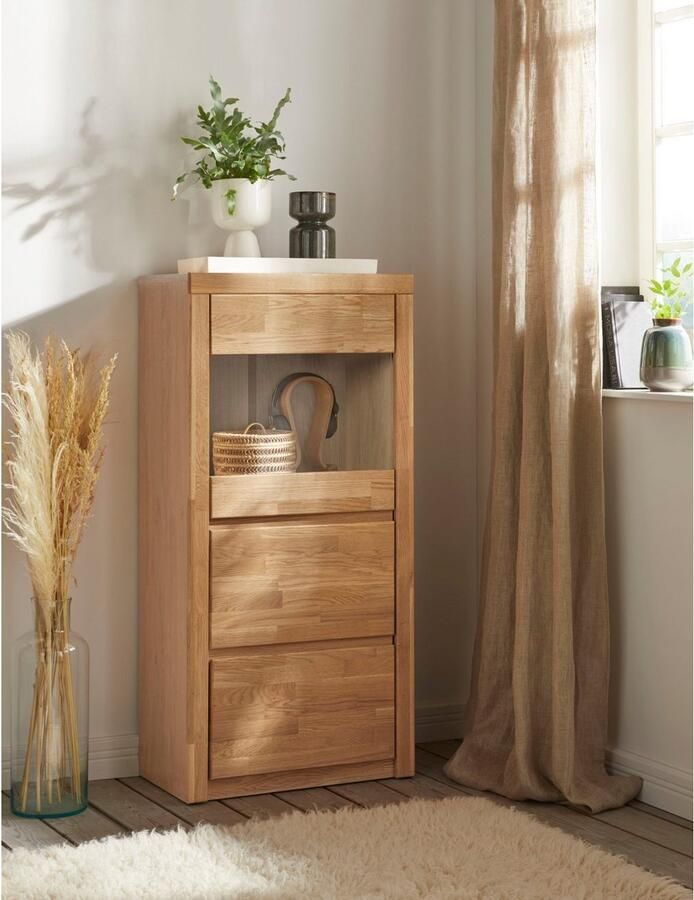 Home affaire Vitrinekast Silkeborg mooie greeploze look gedeeltelijk massief