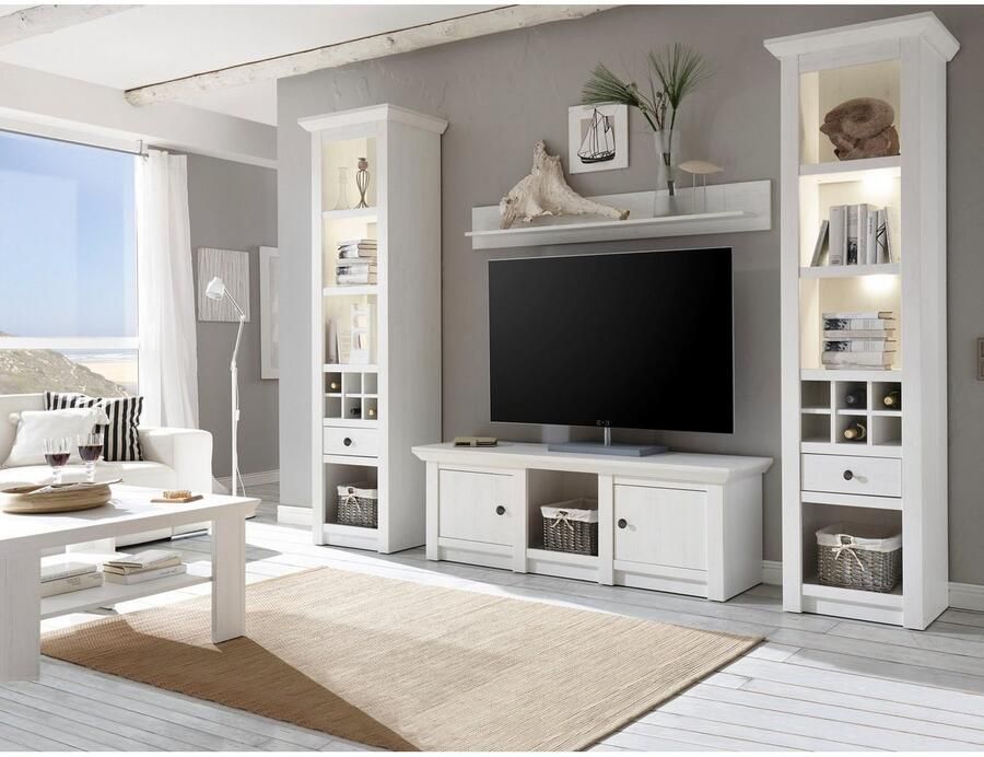 Home affaire Wandmeubel California bestaand uit 2 staande rekken tv-meubel wandrek (set 4 stuks)