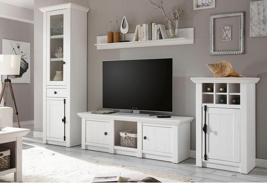 Home affaire Wandmeubel California bestaand uit vitrinekast tv-meubel wandrek kast (set 4 stuks)