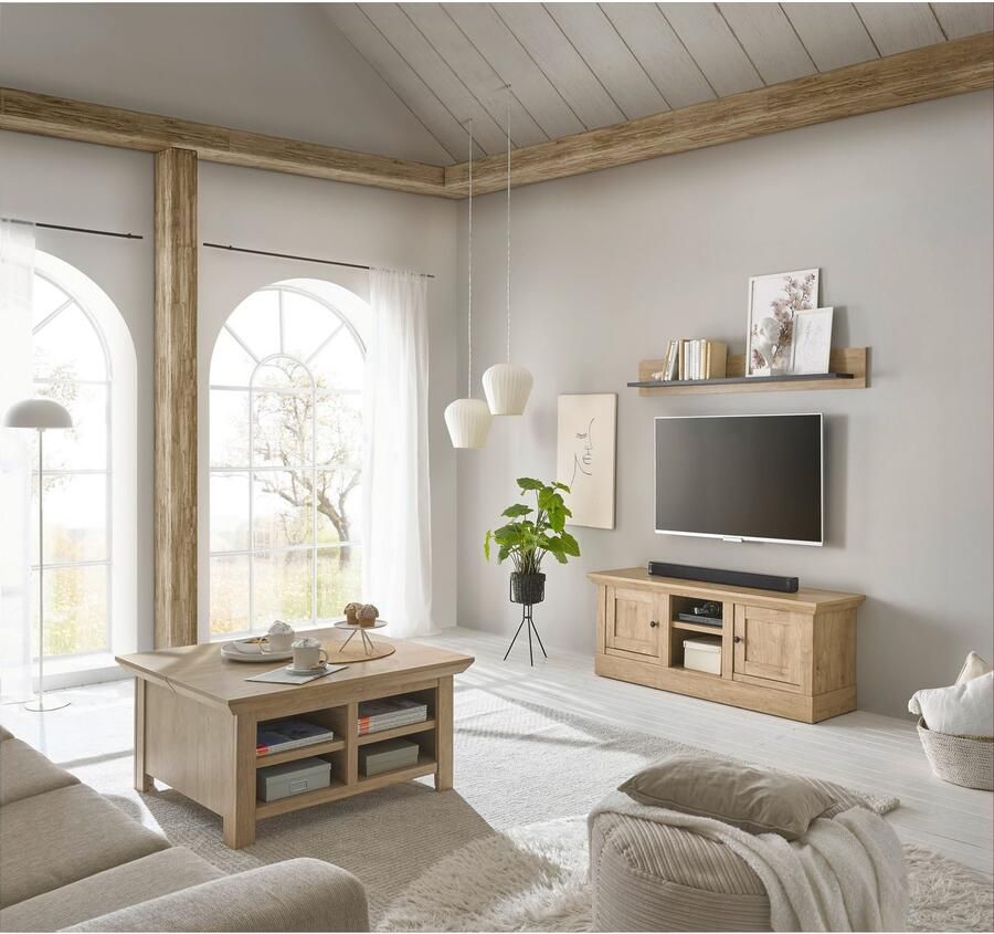 Home affaire Wandmeubel Cornwall opbouwwand in landelijke stijl woonkamer-set eiken decor (set 2 stuks)