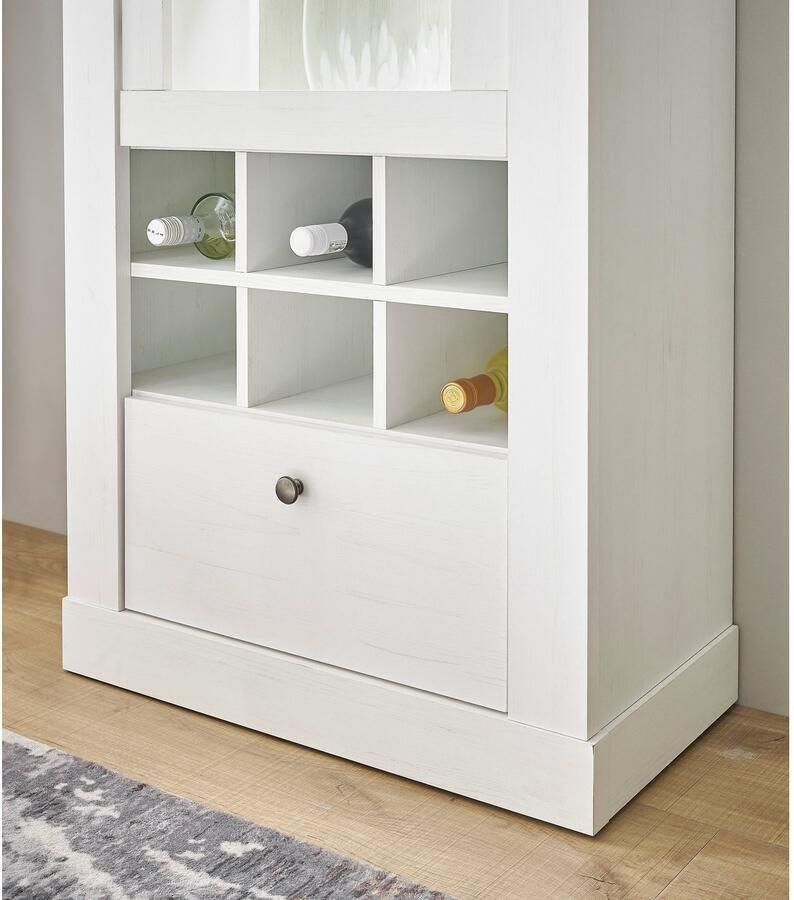 Home affaire Vitrinekast Ravenna in romantische landelijke stijl grepen van metaal hoogte 200 cm