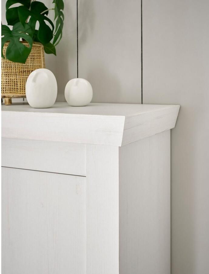 Home affaire Highboard Ravenna in romantische landelijke stijl grepen van metaal hoogte 146 cm