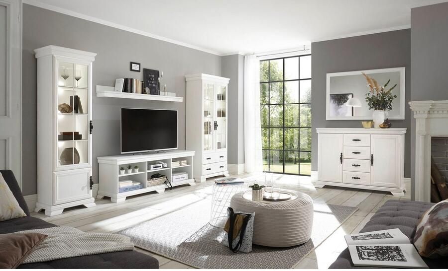 Home affaire Wandmeubel Royal Bestaand uit 2 vitrinekasten 1 tv-meubel en 1 wandrek (4 stuks)