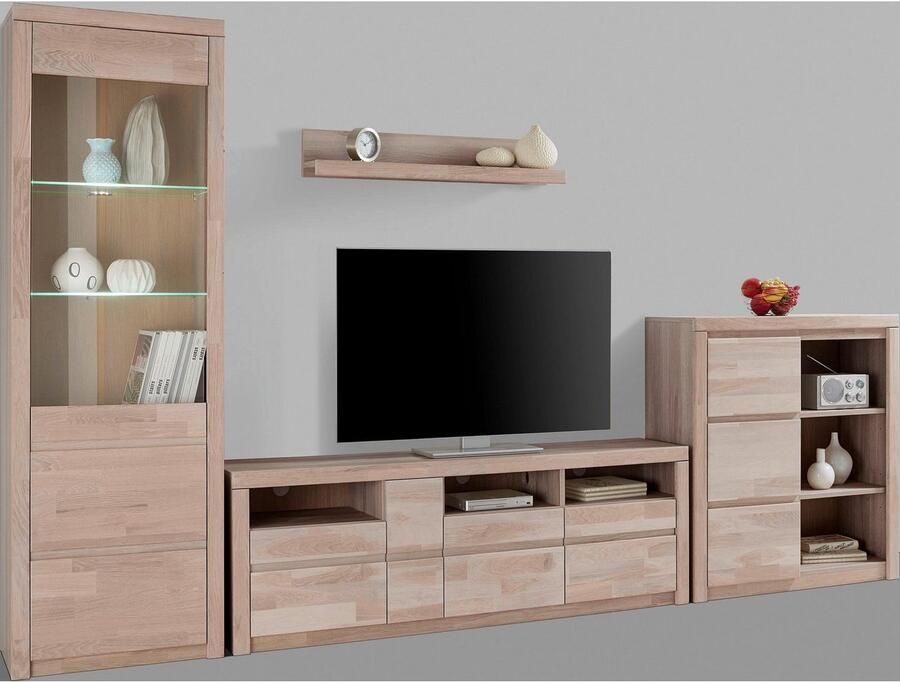 Home affaire Wandmeubel Silkeborg gedeeltelijk massief hout (set 4-delig)