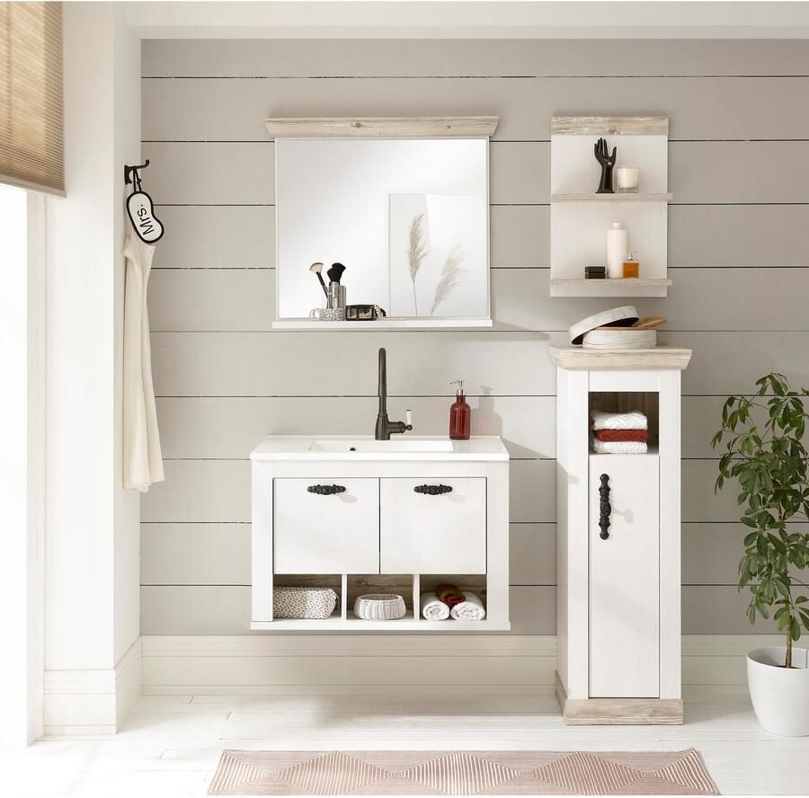 Home affaire Halfhoge kast Florenz badkamerkast in landhuisstijl kast met metalen handgrepen