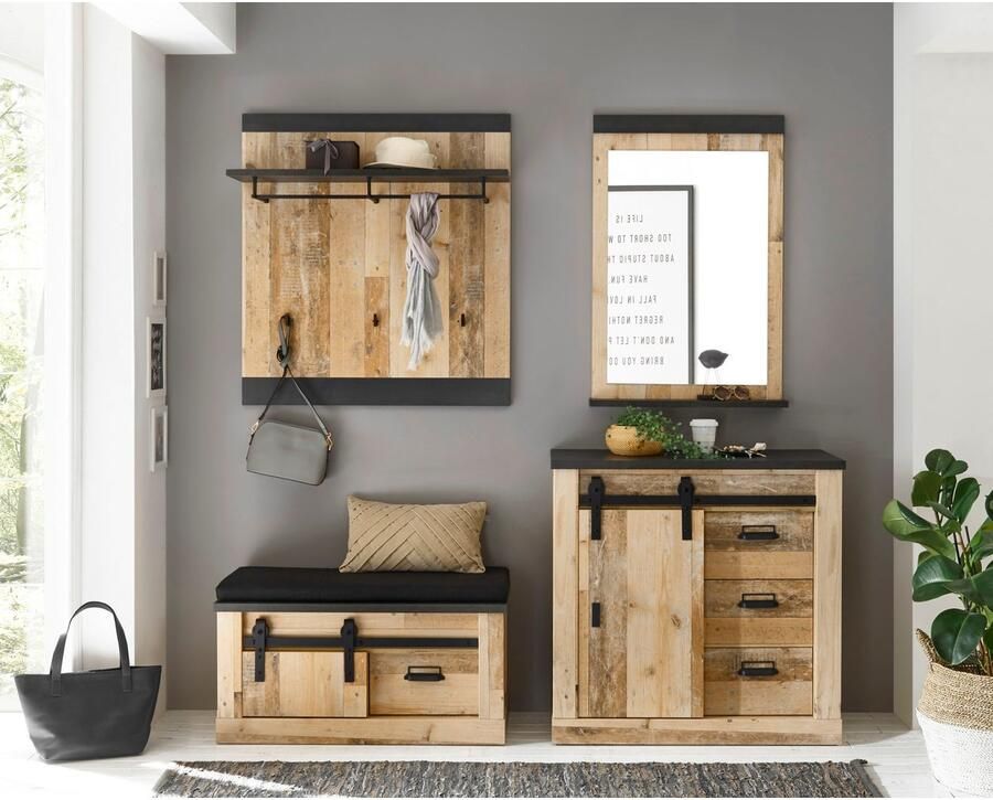 Home affaire Wandspiegel Sherwood in moderne houtlook hoogte 95 cm