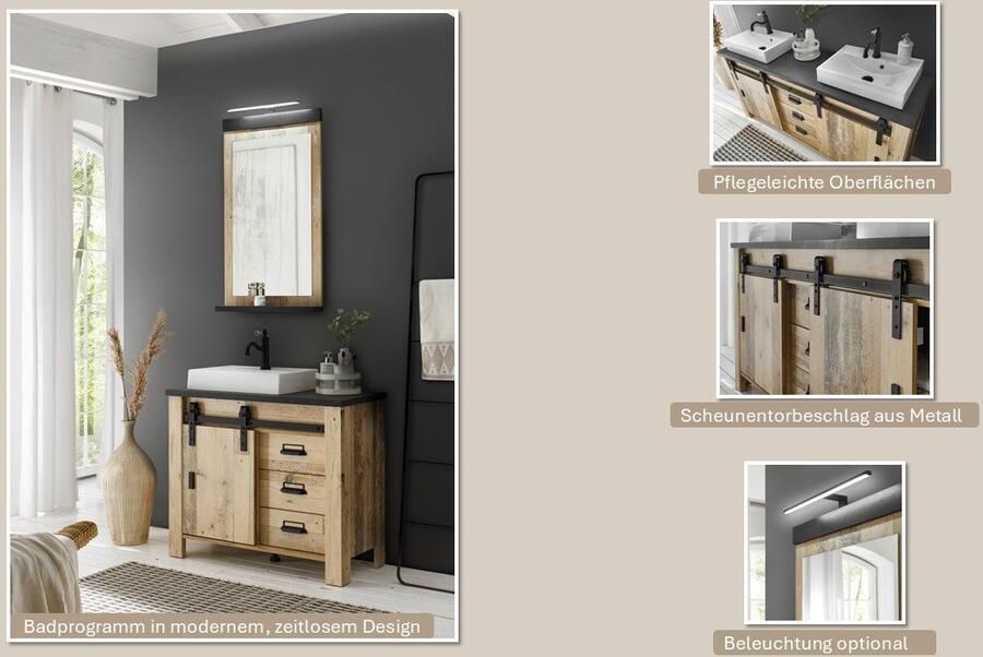 Home affaire Badspiegel SHERWOOD spiegel in modern ontwerp beschikbaar in 2 kleuren met opbergplank (1 stuk)