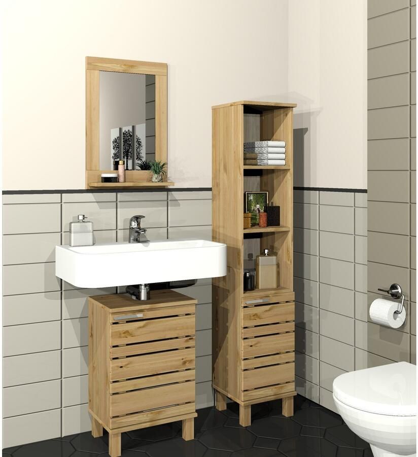 Home affaire Wastafelonderkast Josie Breedte 40 cm van massief hout metalen greep 1 deur