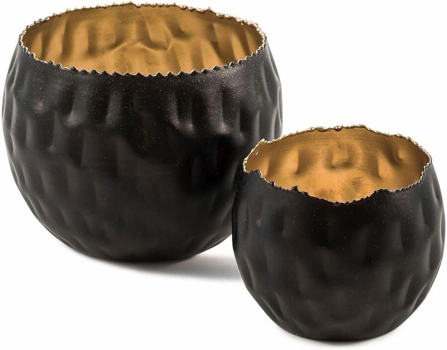 Home affaire Waxinelichthouder Black&gold (set 2 stuks)