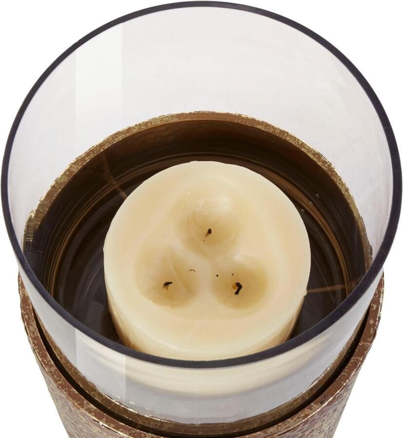 Home affaire Windlicht Staande lantaarn van metaal met glasinzet ideaal voor stompkaarsen (1 stuk)