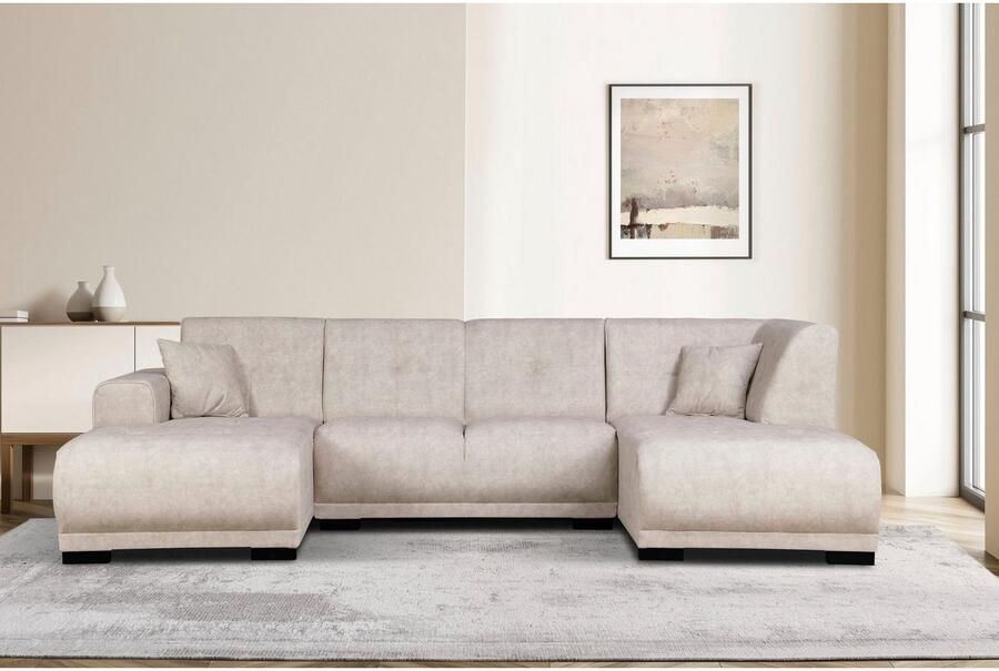 Home affaire Zithoek Langeland U-vorm incl. 2 sierkussens recamiere naar keuze links of rechts te plaatsen