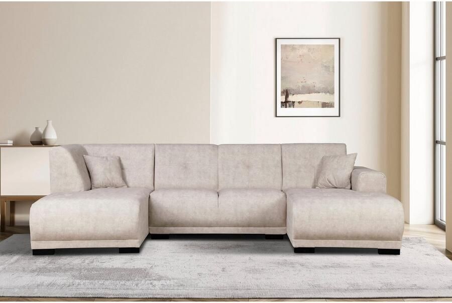 Home affaire Zithoek Langeland U-vorm incl. 2 sierkussens recamiere naar keuze links of rechts te plaatsen