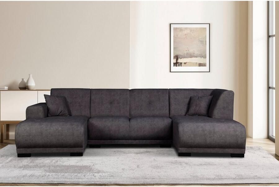 Home affaire Zithoek Langeland U-vorm incl. 2 sierkussens recamiere naar keuze links of rechts te plaatsen