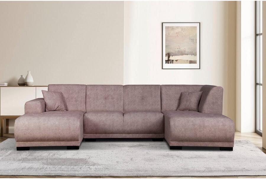 Home affaire Zithoek Langeland U-vorm incl. 2 sierkussens recamiere naar keuze links of rechts te plaatsen