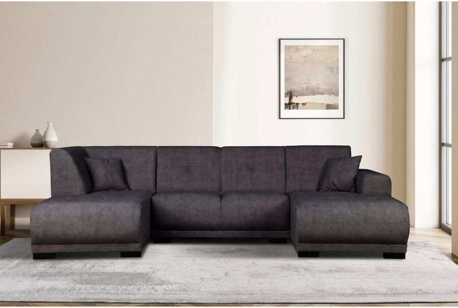 Home affaire Zithoek Langeland U-vorm incl. 2 sierkussens recamiere naar keuze links of rechts te plaatsen