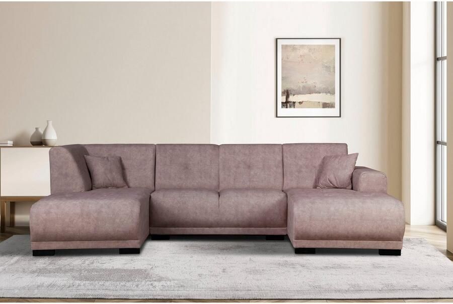 Home affaire Zithoek Langeland U-vorm incl. 2 sierkussens recamiere naar keuze links of rechts te plaatsen