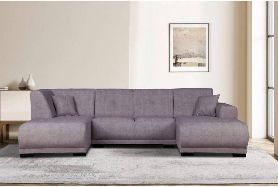 Home affaire Zithoek Langeland U-vorm incl. 2 sierkussens recamiere naar keuze links of rechts te plaatsen